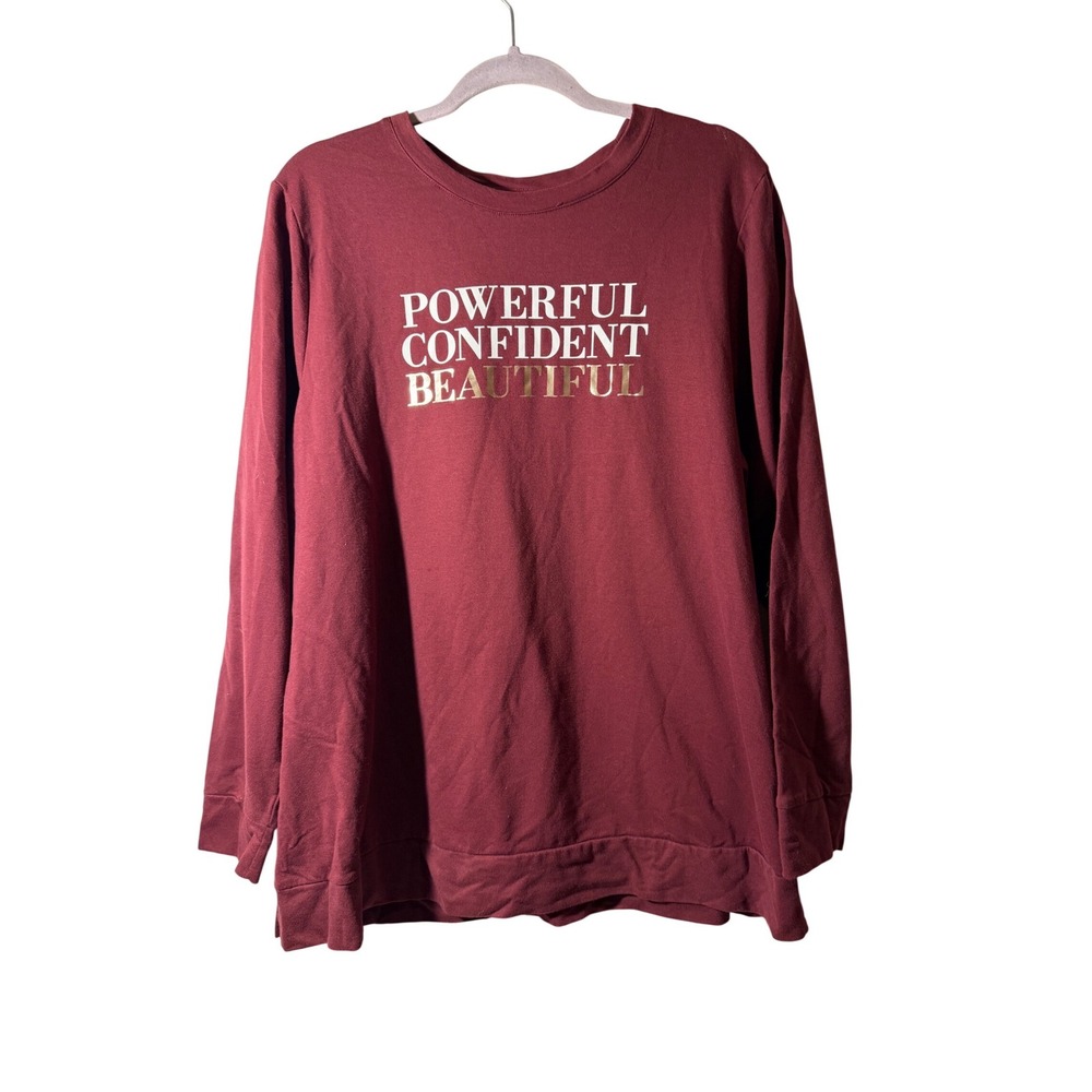 Lane Bryant Burgundy Sweatshirt Powerful Confident Beautiful Crew Neck Size18 20